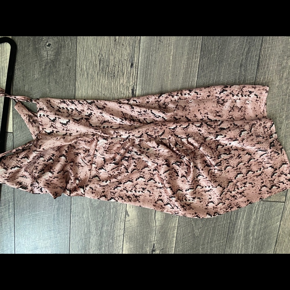 Pink snake satin cowl neck bodycon dress